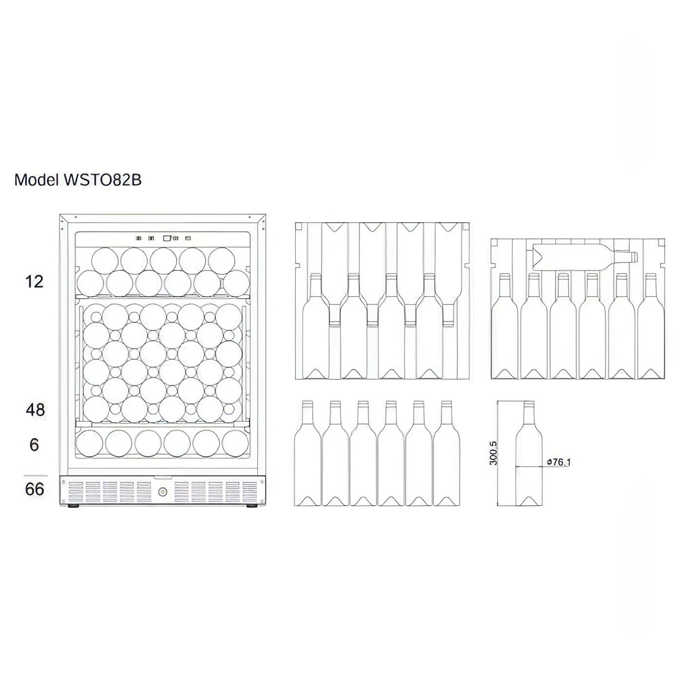 mQuvée - 600mm - WineStore 82 - 66 Bottles- Anthracite Black