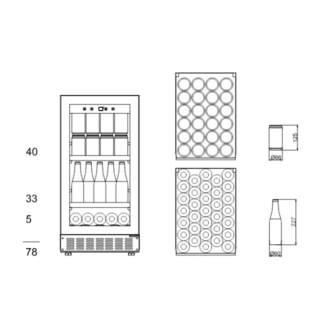 mQuvée - 400mm - Undercounter Drinks Fridge - BeerServer40 - Anthracite Black