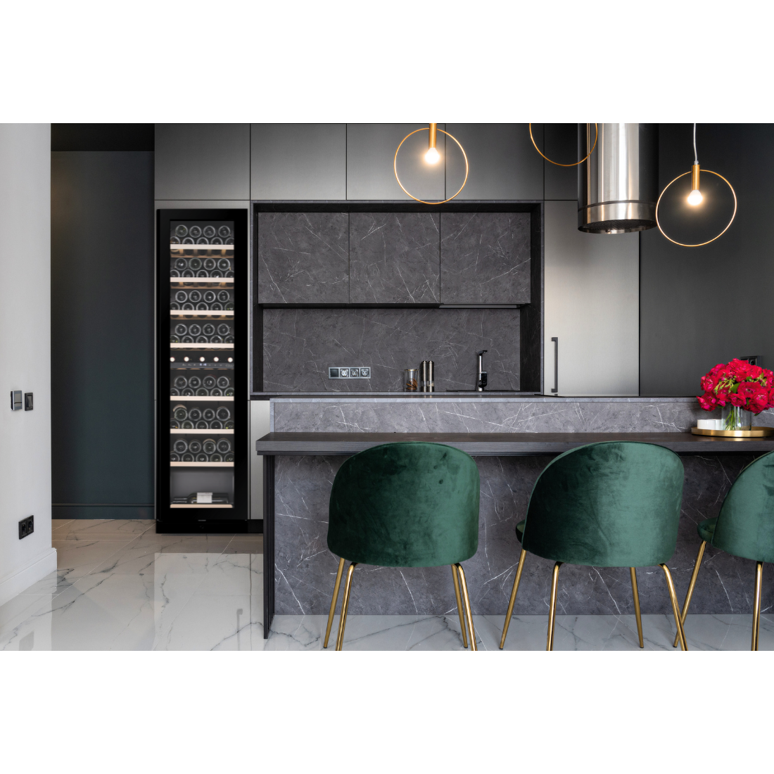 CELLA - 74 bottle Dual Zone Wine Cooler - Shallow Depth - W75D-BLACK