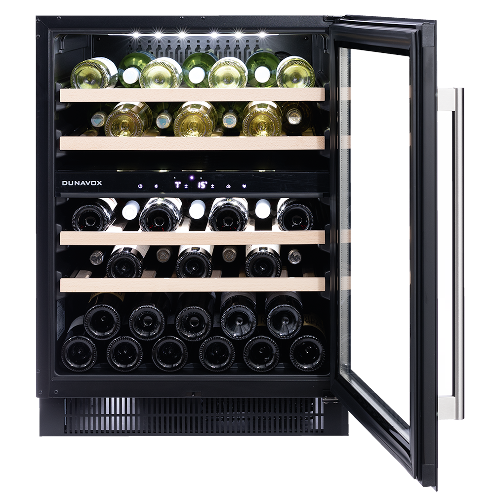Dunavox FLOW-39 - 600mm Dual Zone - 39 Bottle - Built In Undercounter Wine Fridge - DAUF-39.121DB