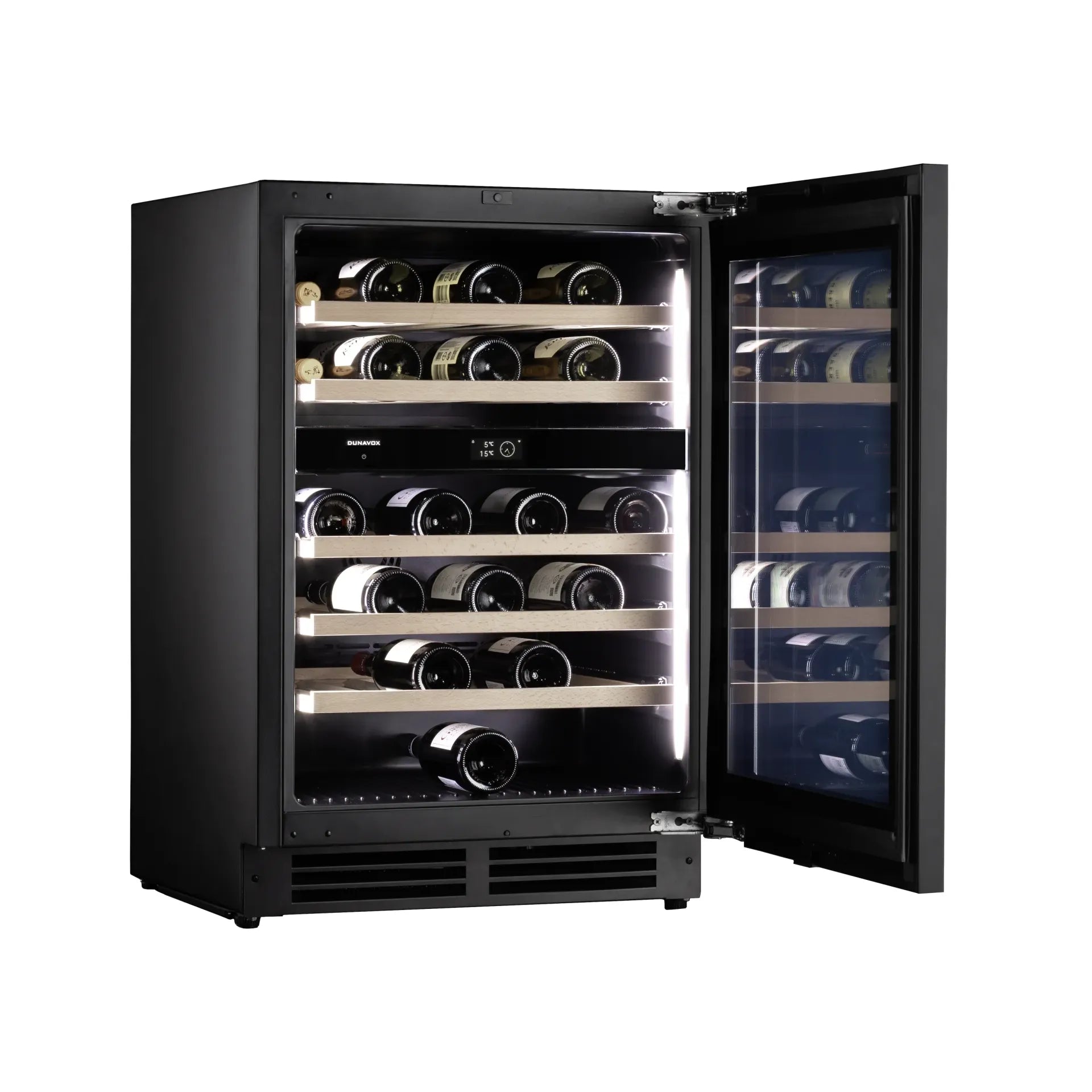 Dunavox FLOW-41 - 600mm Dual Zone - 41 Bottle - Built In Wine Cooler - DAUF-41.146DBH 88cm height