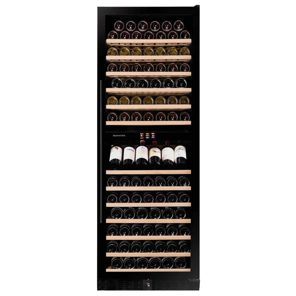 Dunavox GRANDE-181 - 181 Bottle Tall Wine Cooler - Built In/Freestanding - 655mm Width - Dual Zone - DX-181.490DBK