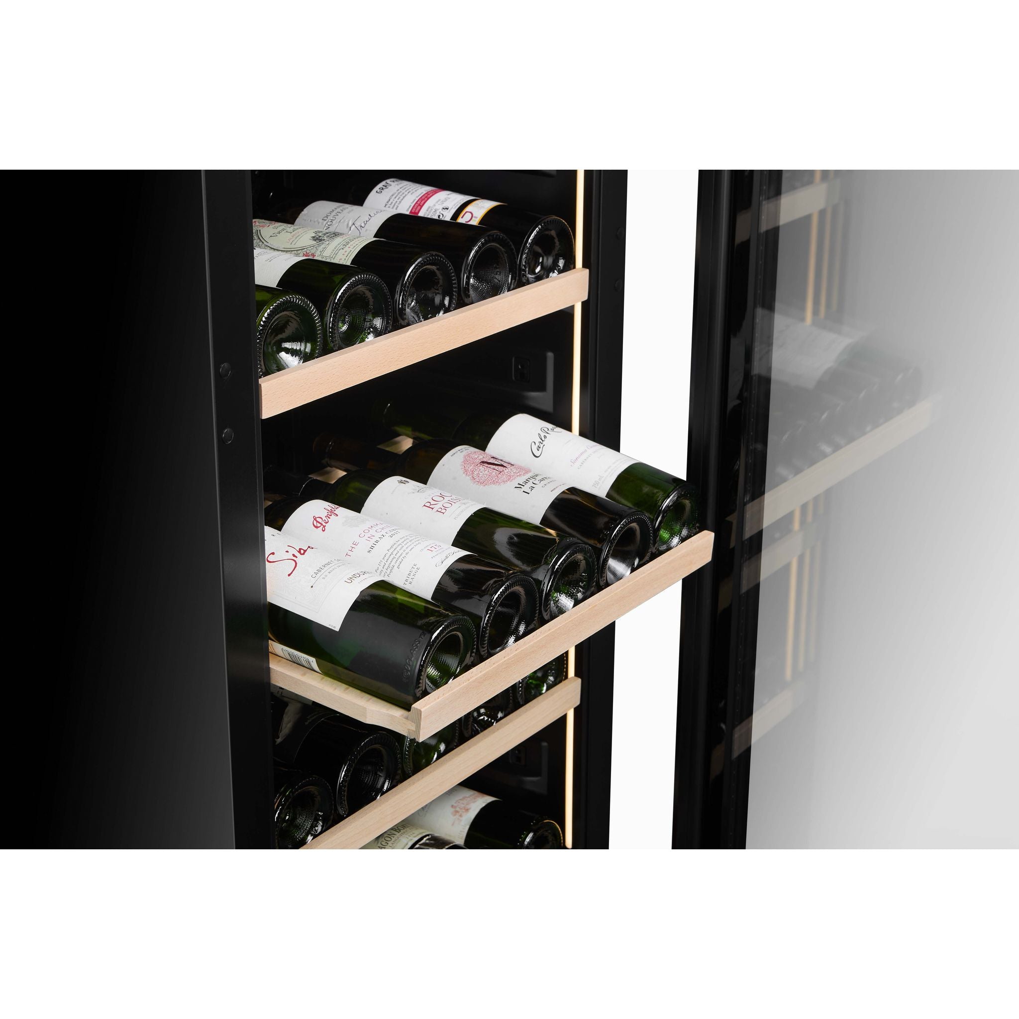 CELLA - 73 bottle Single Zone Wine Cooler - Shallow Depth - W82S-BLACK