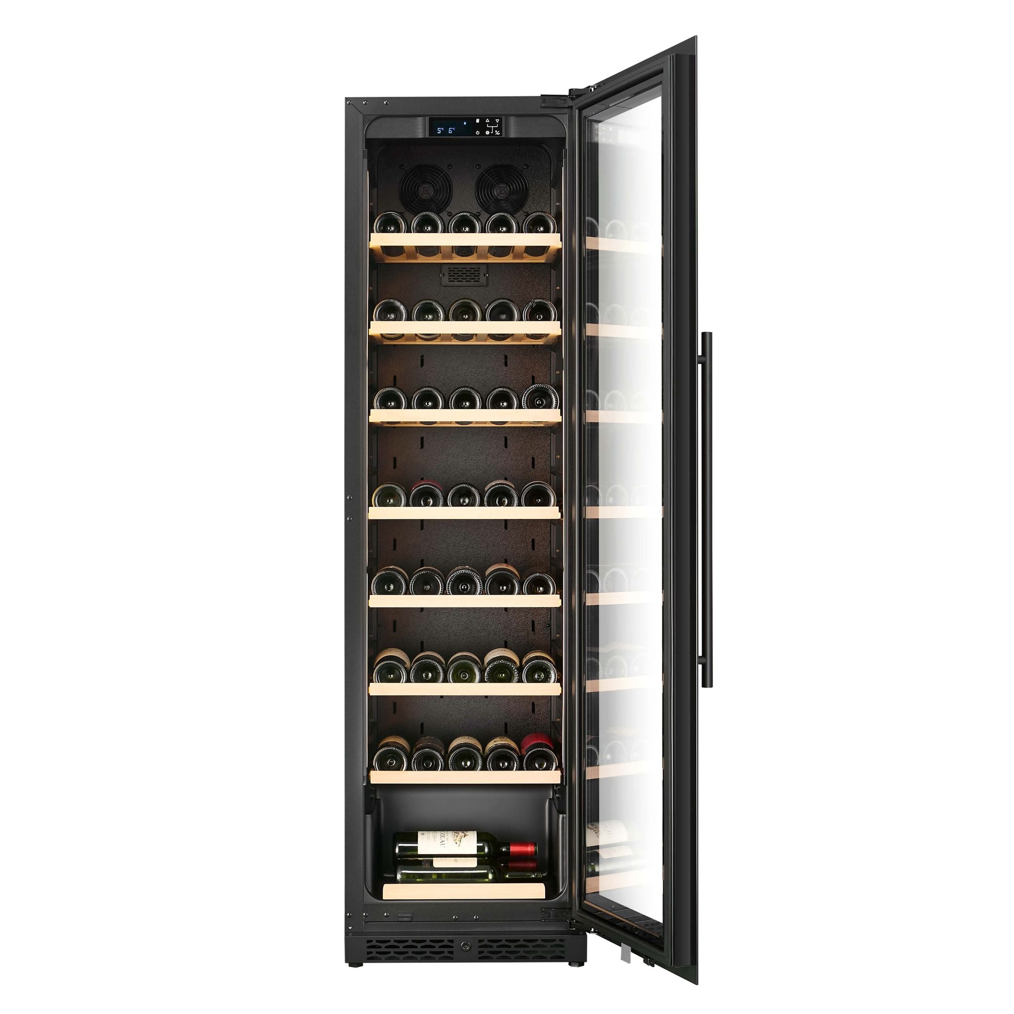 CELLA - 73 bottle Single Zone Wine Cooler - Shallow Depth - W82S-BLACK
