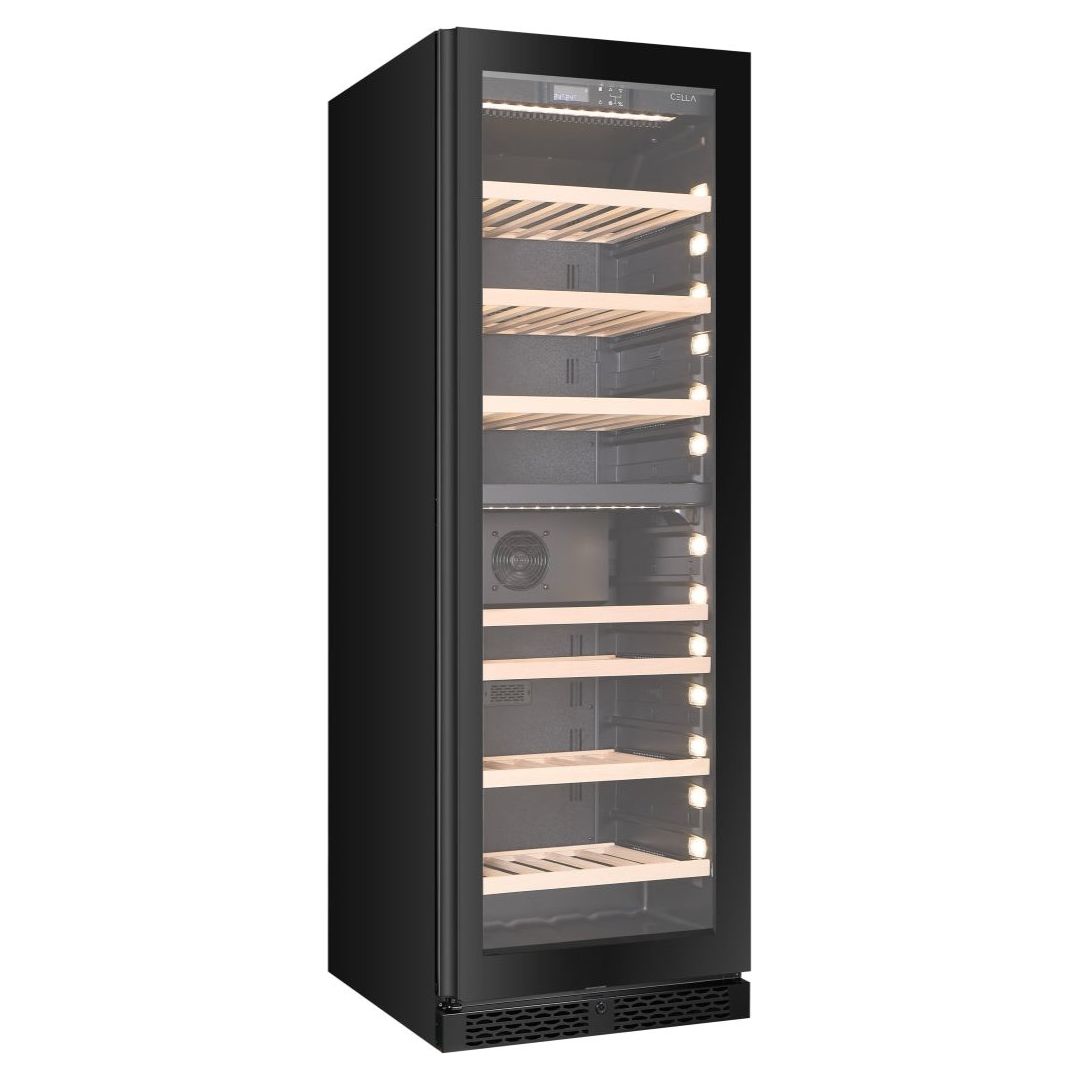 CELLA - 99 bottle Dual Zone Wine cooler - 57cm Shallow Depth - W93D-BLACK