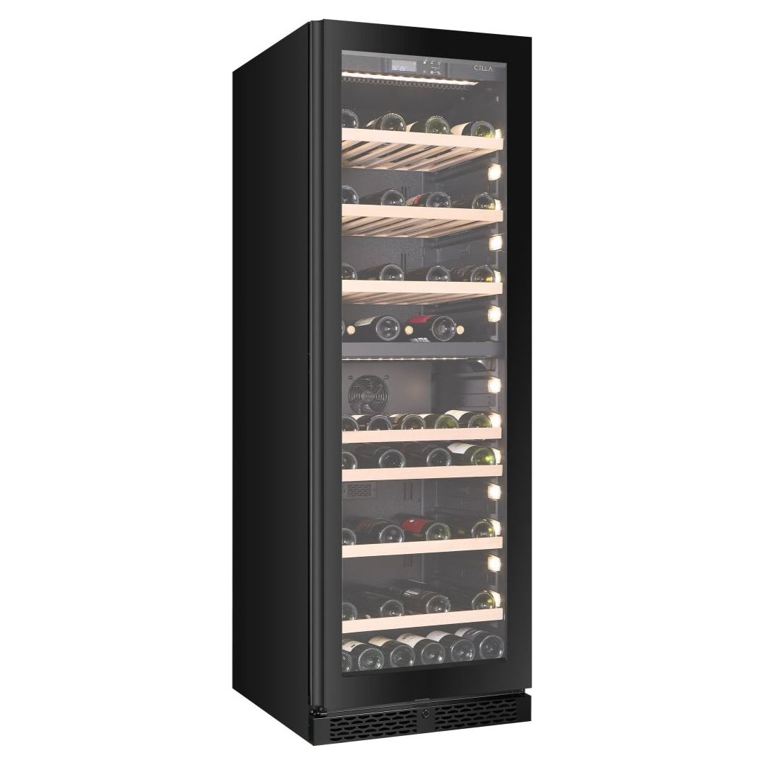 CELLA - 99 bottle Dual Zone Wine cooler - 57cm Shallow Depth - W93D-BLACK
