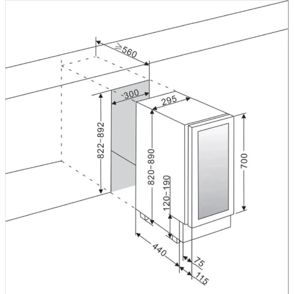mQuvée - 300mm - Undercounter Wine Fridge - WineCave 700 30D - Stainless Steel