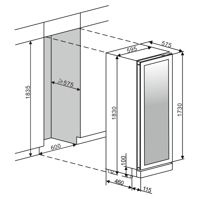mQuvée WineCave 187 - 120 Bottles - Tall Wine Fridge - Anthracite Black - Label-view