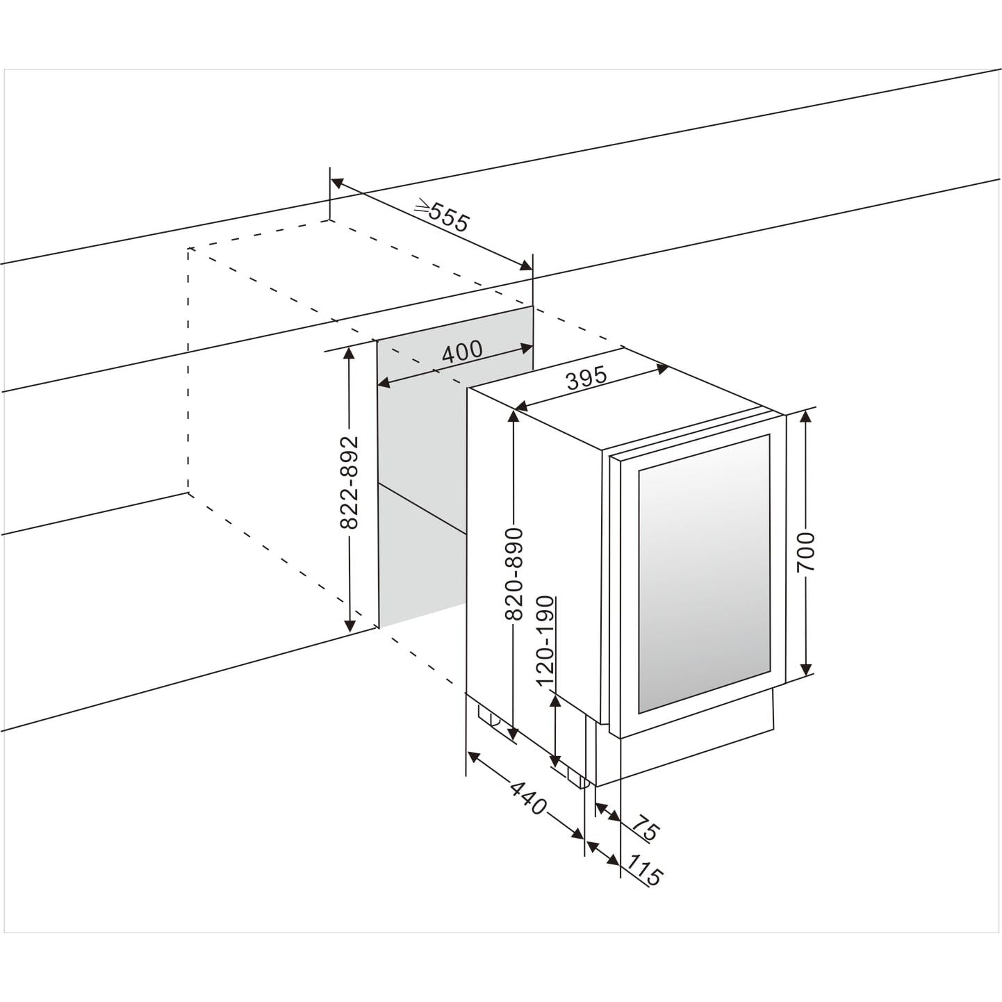 mQuvée - 400mm - Undercounter Wine Fridge - WineCave 700 40D - Anthracite Black