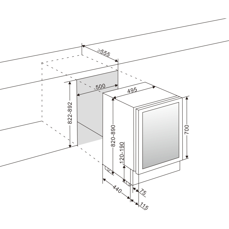 mQuvée - 500mm - Undercounter - WineCave 700 50D Modern