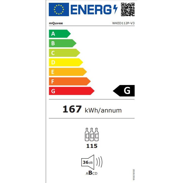 mQuvée - Integrated Wine Cooler - WineKeeper Exclusive 112D Fullglass Black - Push/Pull