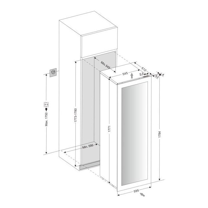 mQuvée - Integrated Wine Cooler - WineKeeper Exclusive 112D Fullglass Black - Push/Pull