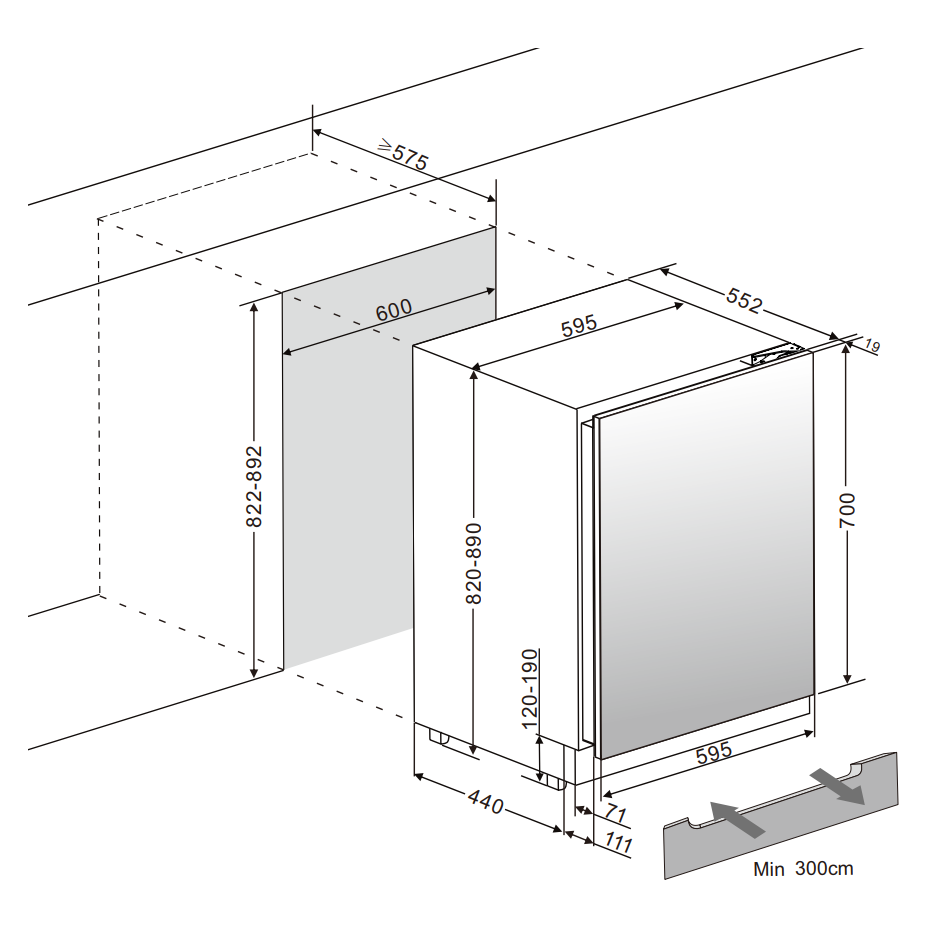mQuvée - 600mm - WineStore 78 - 44 Bottles - Fully Integrated Panel Ready