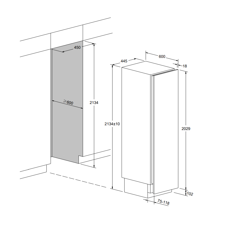 mQuvée Edge 45D Anthracite Black - 87 Bottles - Tall Wine Fridge - Push-Pull