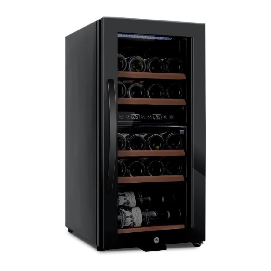 mQuvée - Wine Expert 24- Dual Zone - Freestanding Wine Cooler - Fullglass Black