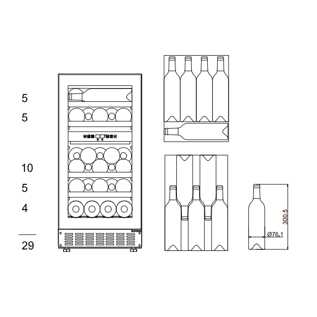 mQuvée - 400mm - Undercounter - WineCave 700 40D All Black