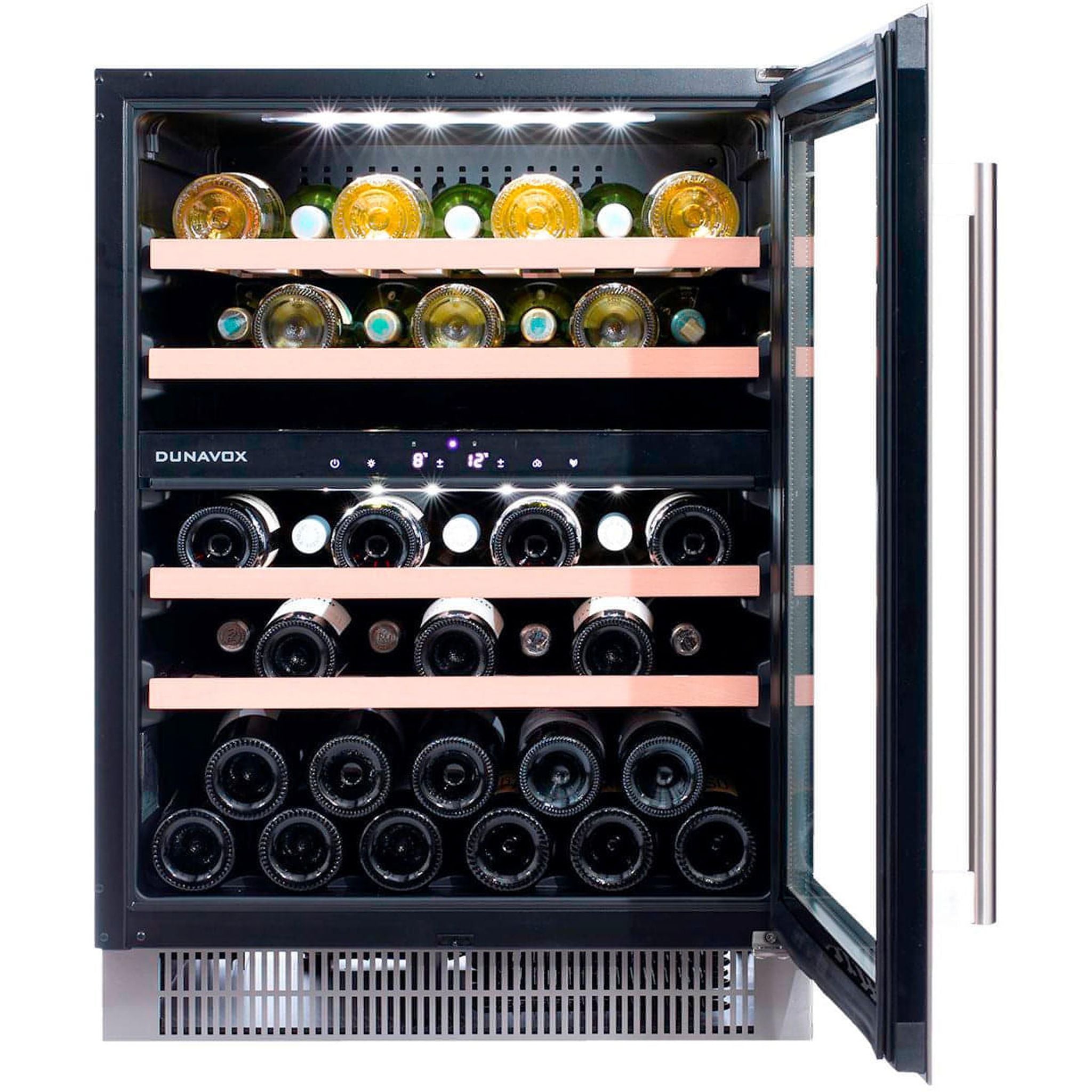 Dunavox FLOW-39 - 600mm Dual Zone - 39 Bottle - Built In Undercounter Wine Fridge - DAUF-39.121DSS