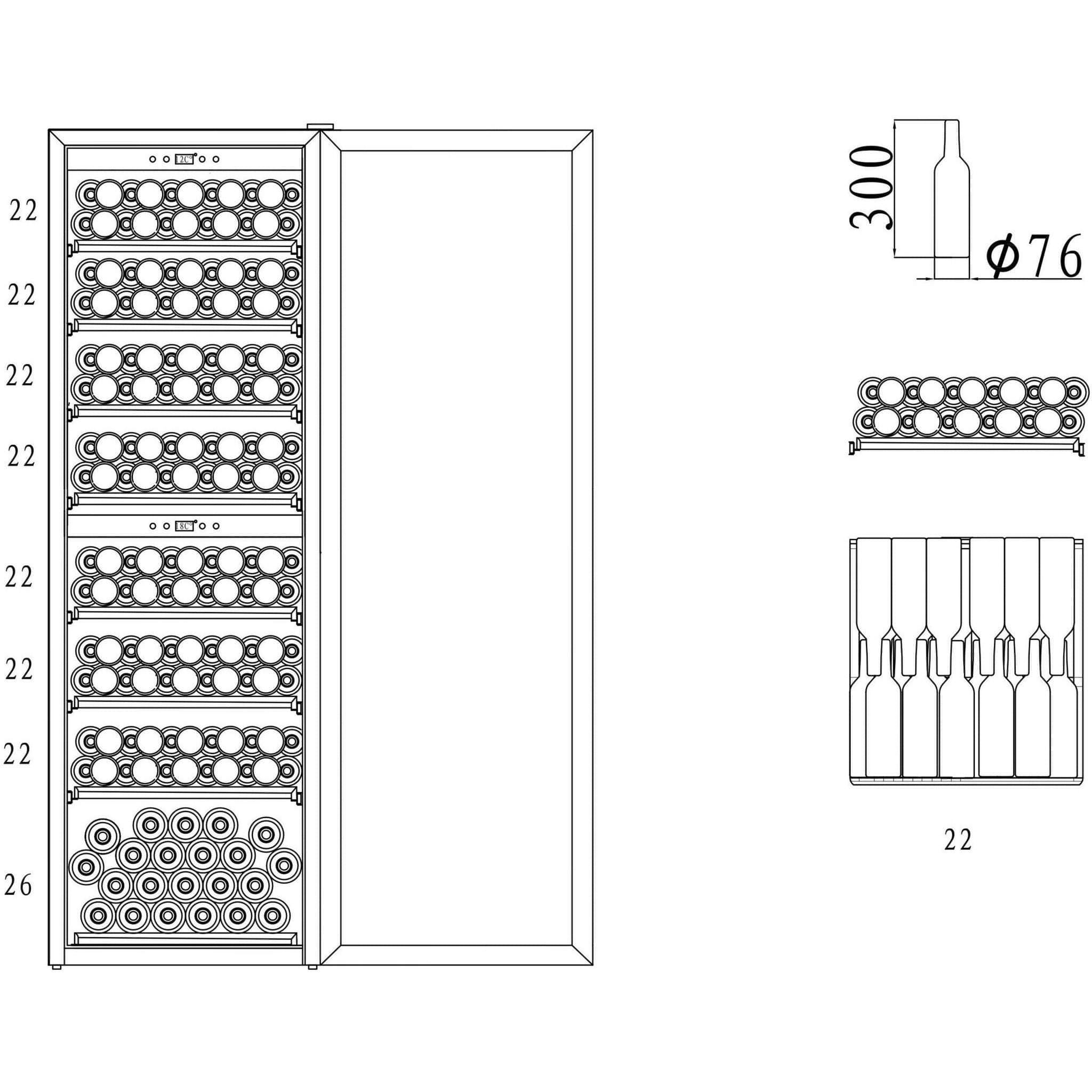 mQuvée - Wine Expert 180 Dual Zone Freestanding Wine Cooler - Black