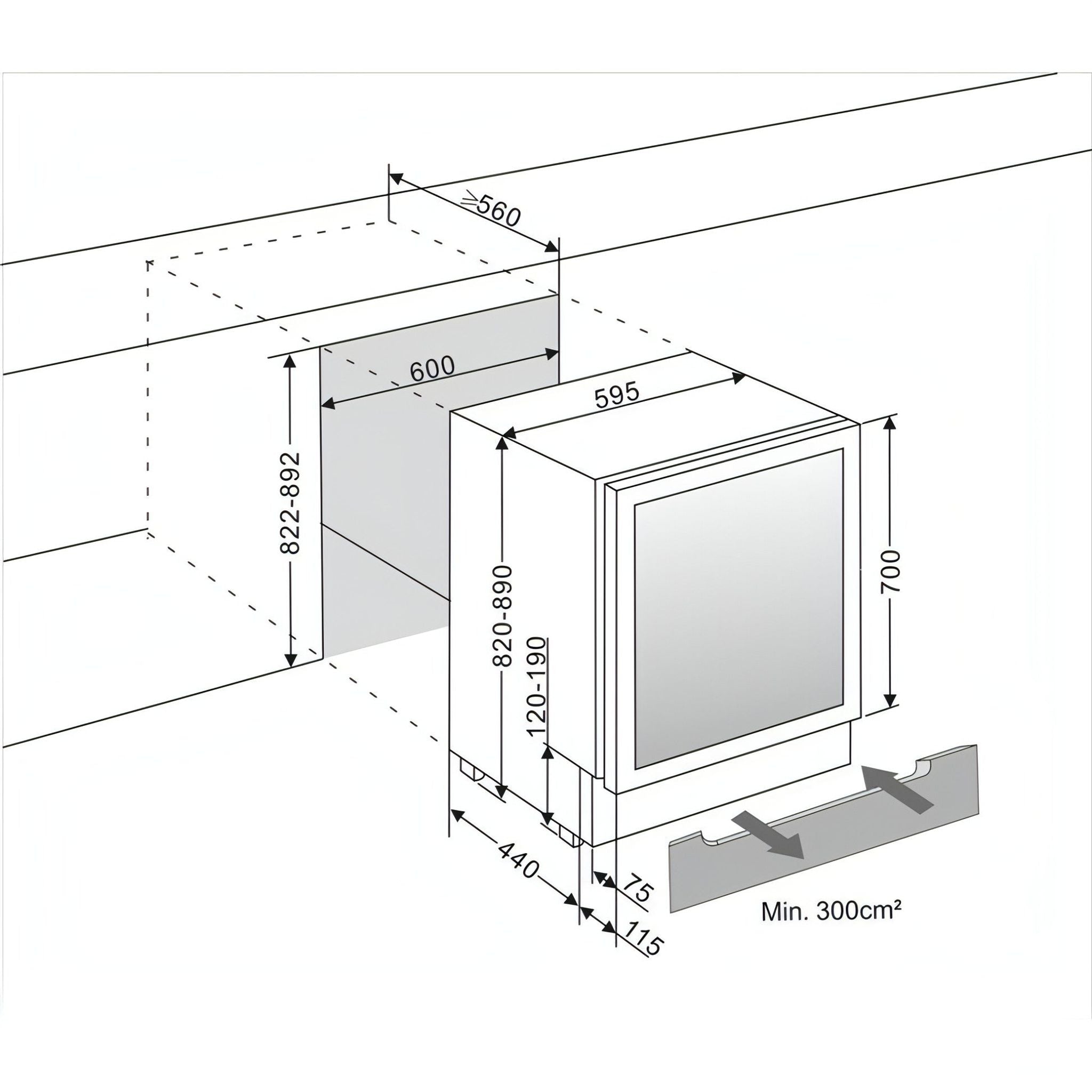 mQuvée - 600mm - Undercounter Drinks Fridge - BeerServer60 - Stainless Steel