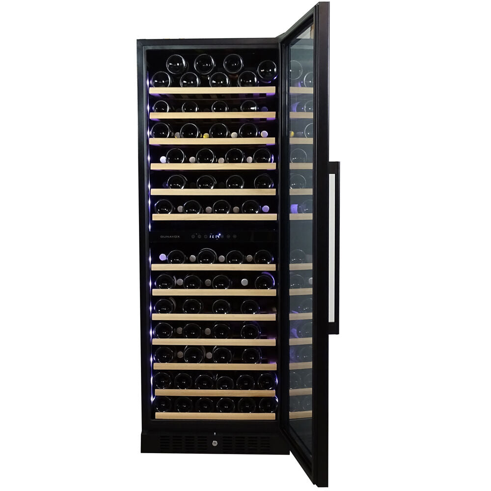 Dunavox GRANDE-108 - 600mm - Dual Zone - 108 Bottle - Built In / Freestanding - Shallow Depth- Tall Wine Cooler -DX-108.330DB