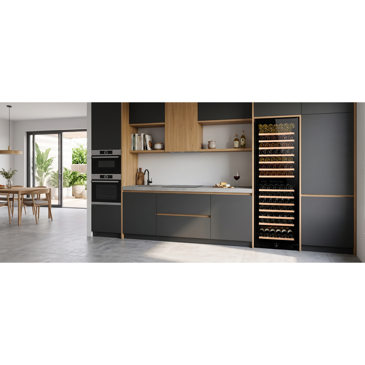 Dunavox GRANDE-166 - 166 Bottle Tall Wine Cooler - Built In/Freestanding - 600mm Width - Dual Zone - DX-166.428DBK
