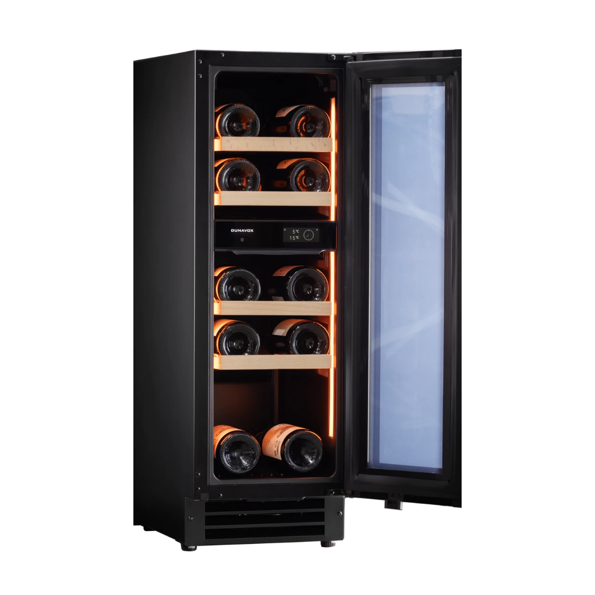 Dunavox FLOW-16 - 300mm Dual Zone - 17 Bottle - Built In / Freestanding Wine Cooler - DAUF-16.64DBH