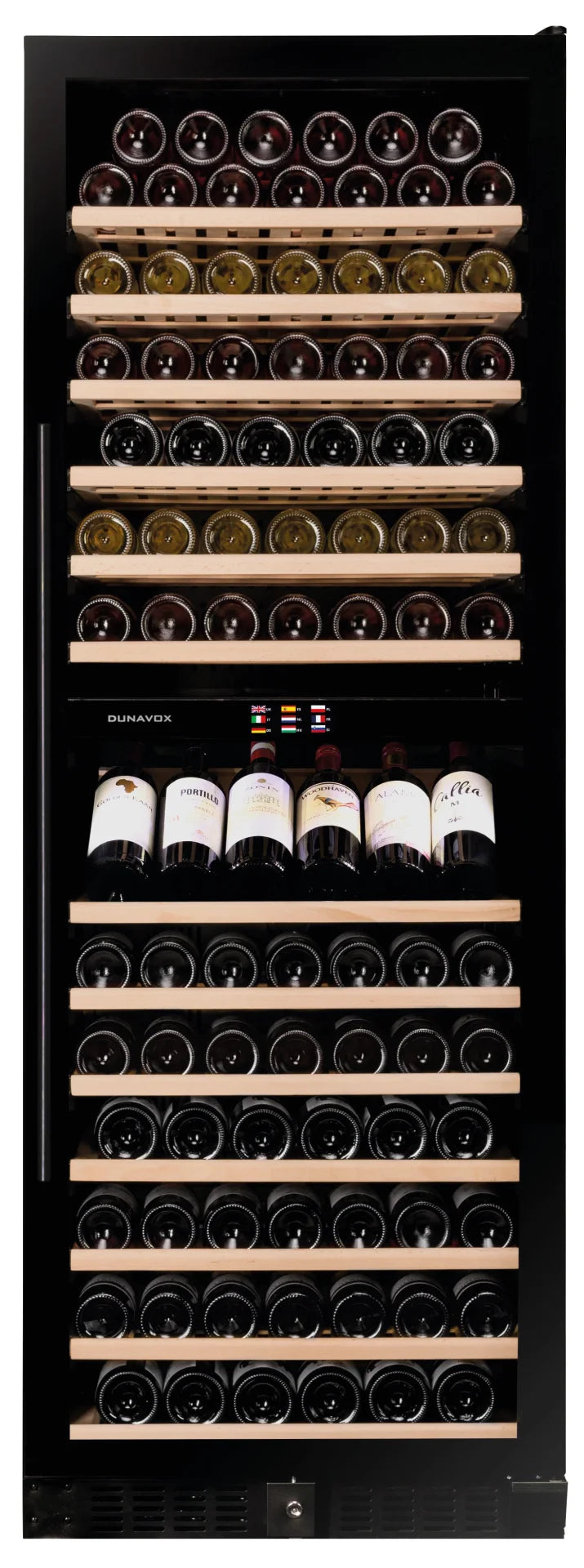 Dunavox GRANDE-181 -  181 Bottle Tall Wine Cooler - Built In/Freestanding - 655mm Width - Dual Zone - DX-181.490DBK