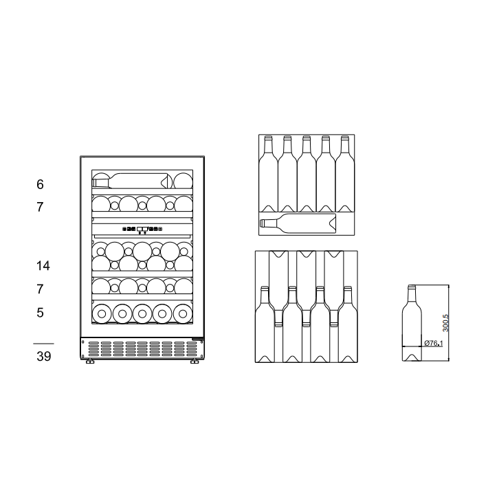 mQuvée - 500mm - Undercounter - WineCave 700 50D All Black