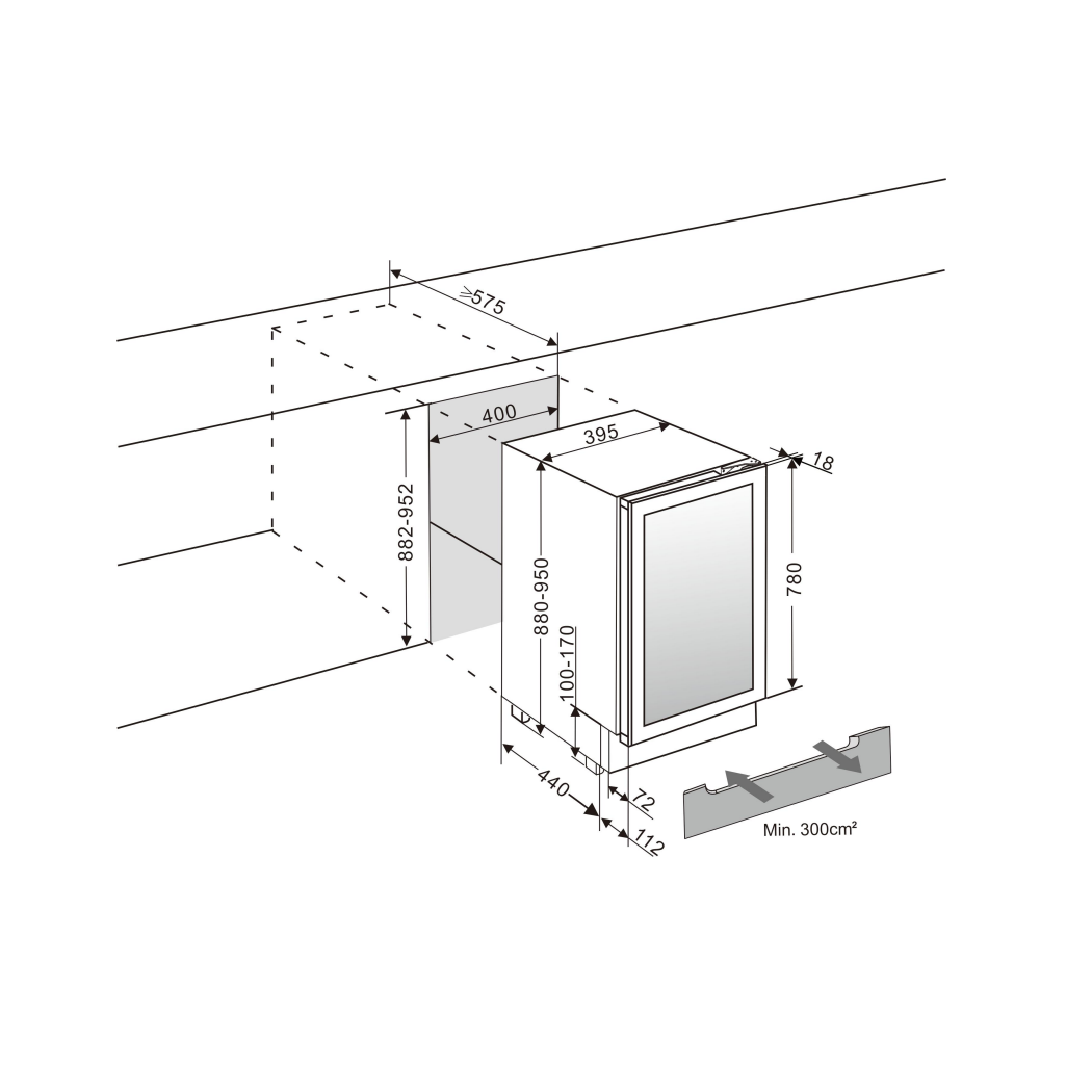mQuvée - 400mm - Undercounter Wine Fridge - WineCave 780 40D Panel Ready