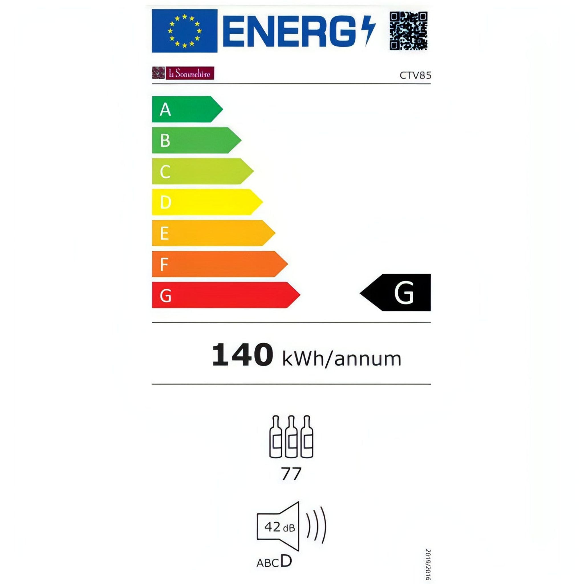 La Sommeliere - 77 Bottle Freestanding Single Zone Wine Cabinet CTV85