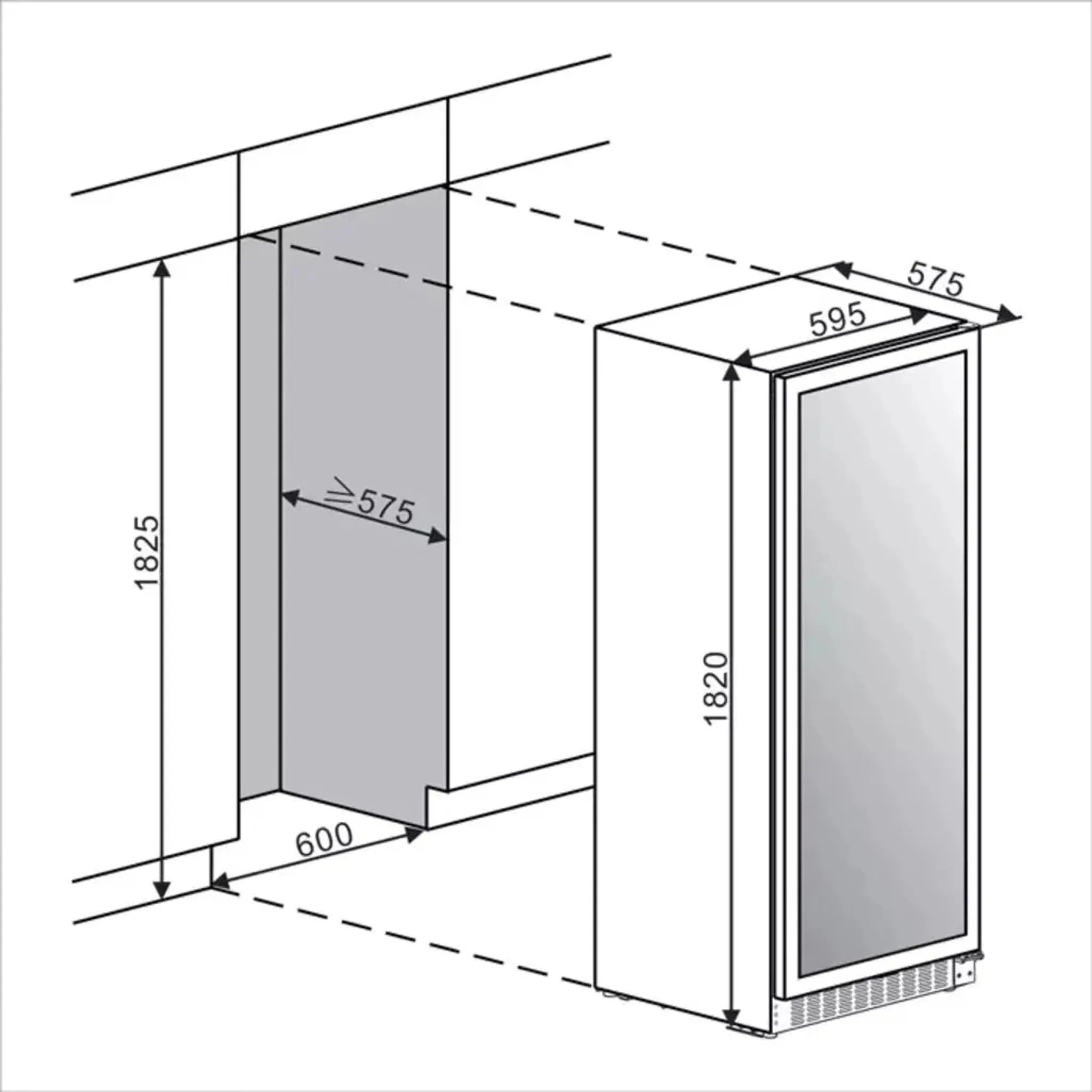 mQuvée - 600mm - Built in/Freestanding - Wine Cabinet - Velvet 125 Glass
